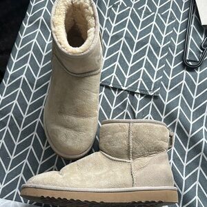 UGG Tan Ankle Booties with Plush Lining
